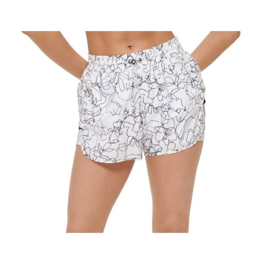 DKNY Womens Black & White Printed Ruched Shorts Size L New With Tags